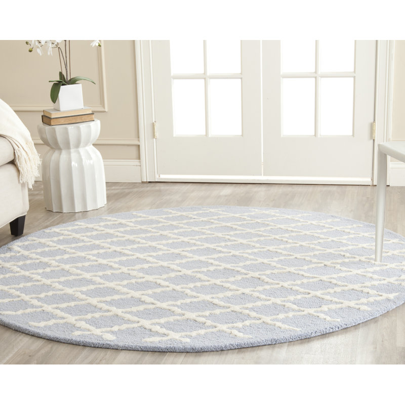 Cannen Hand Tufted Wool Geometric Rug, Round 4'