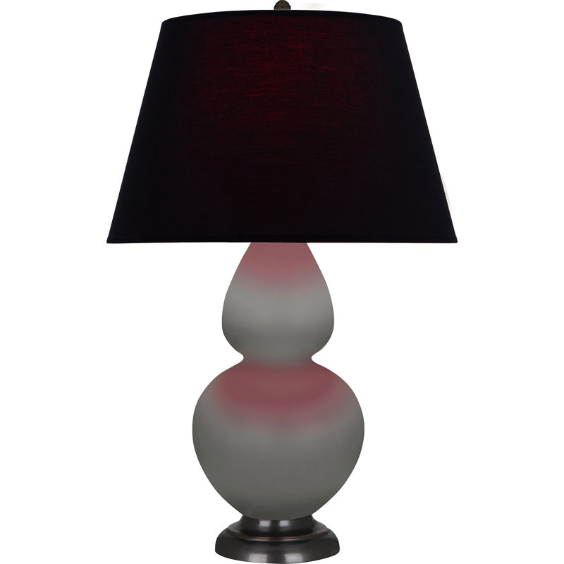 Petite lampe d'appoint à double gourde, Gris / bronze, H 31 po x l 9,5 po x P 15 po, Noir / Rouge