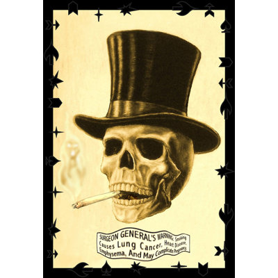  «Officially Licensed Skull smoking», affiche d'art - 24 x 36 po - reproduction décorative - papier affiche - prête à encadrer