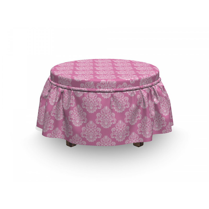 Ensemble de housse pour repose-pieds à coussin de boîte 2 pièces damassé middle-eastern fleur