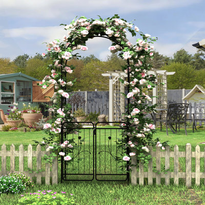 Metal Garden Arch Arbor Iron Plant Trellis Fence Outdoor Decorative Archway