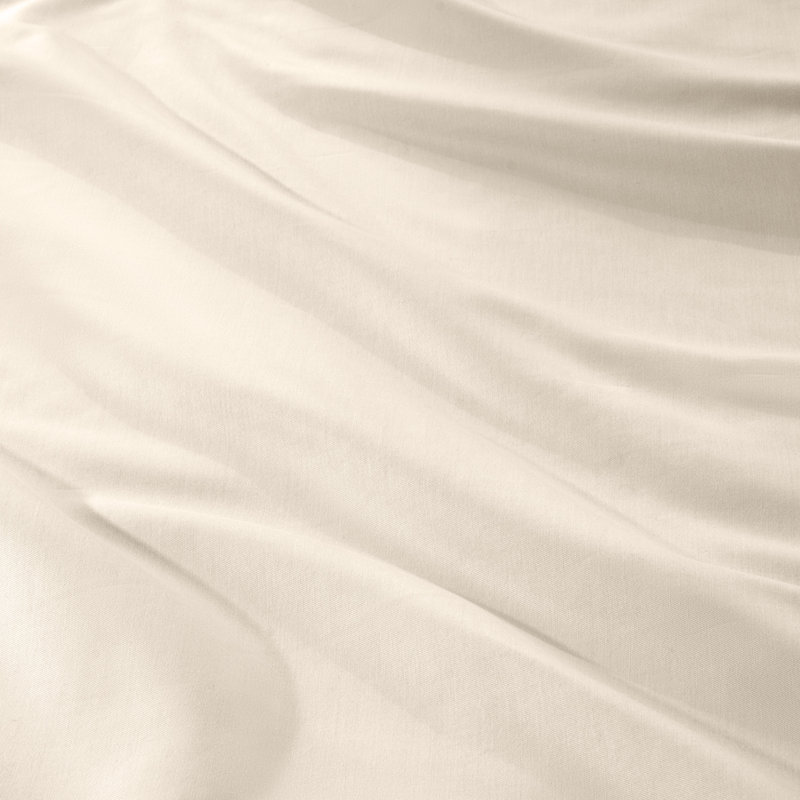 400 Thread Count Organic Cotton Sateen Duvet Cover Set, French Beige, Queen Duvet Cover + 2 Standard Shams