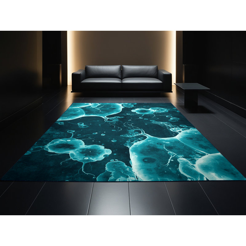 Tapis vert / bleu marine doux et moelleux Bleeker Bacteria sous microscope, 8 x 12