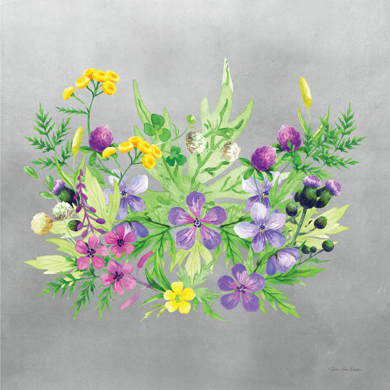 Aquarelle de fleurs heureuses, H 12 po x l 12 po, Non, Toile tendue