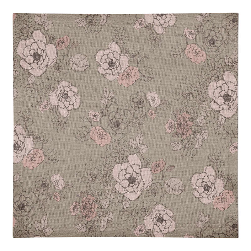 Serviette de table rectangulaire à motif floral complexe, Brun