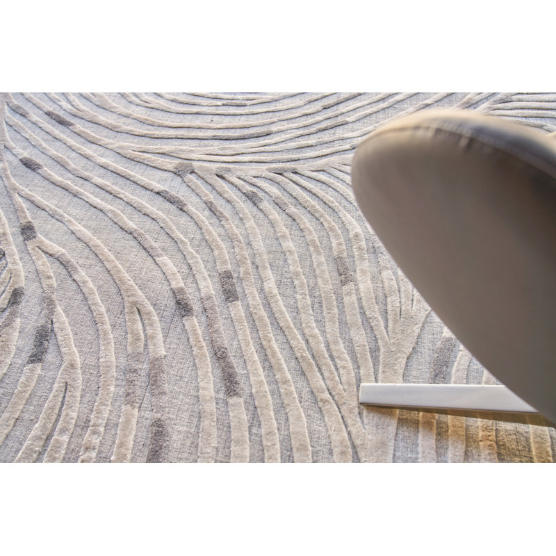 Overture Handmade Hand-Loomed Gray Area Rug, Rectangle 9' x 12'