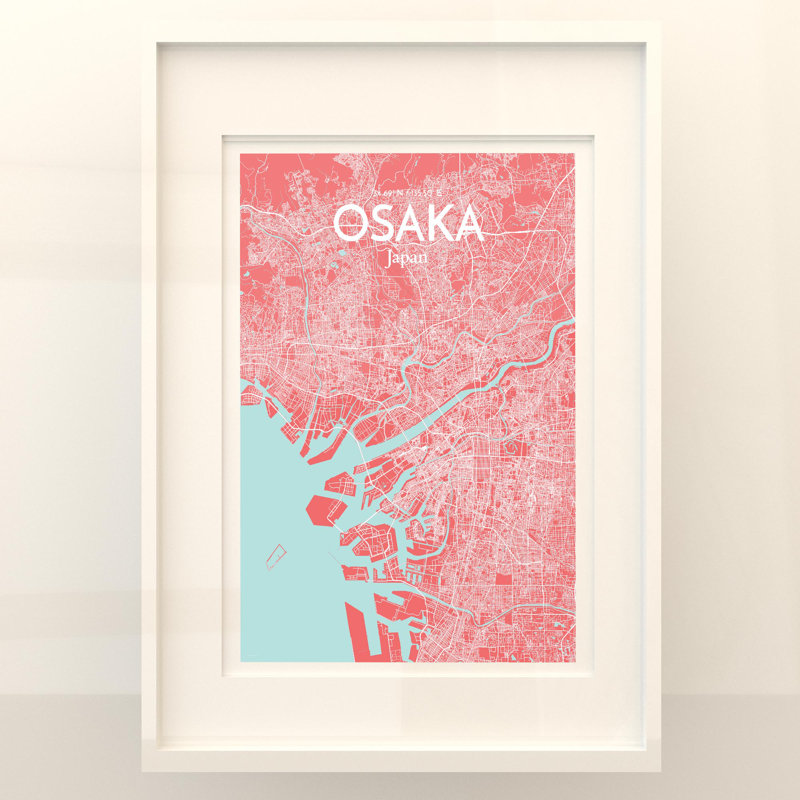 Osaka City Map In Maritime - No Frame Print, 27.6cm H x 19.7cm W x 0.05cm D