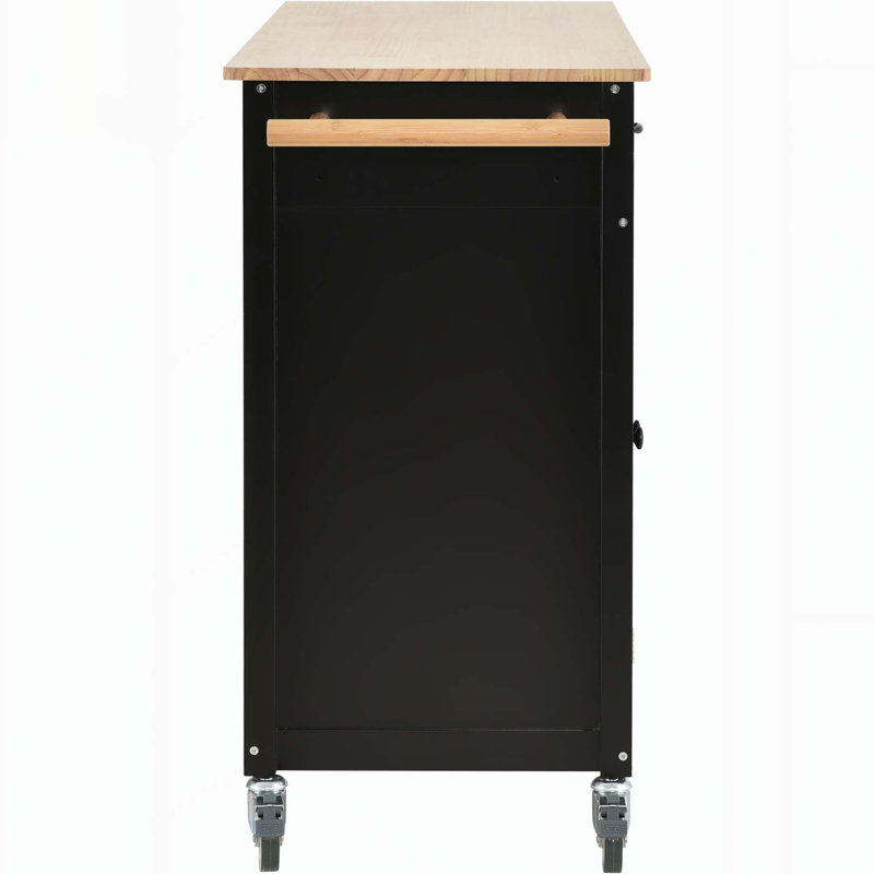 Chariot pour îlot de cuisine polyvalent avec plusieurs options de rangement et mobilité, Noir