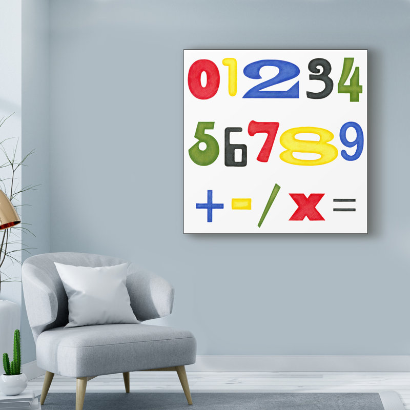 « kids room numbers », art sur toile, H 14 po x l 14 po x P 2 po