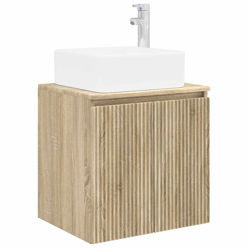 Single Bathroom Vanity with Ceramic Basin, Sonoma Oak