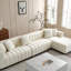 Canapé modulaire 139 po en velours capitonné avec méridienne - beige élégant-354987276