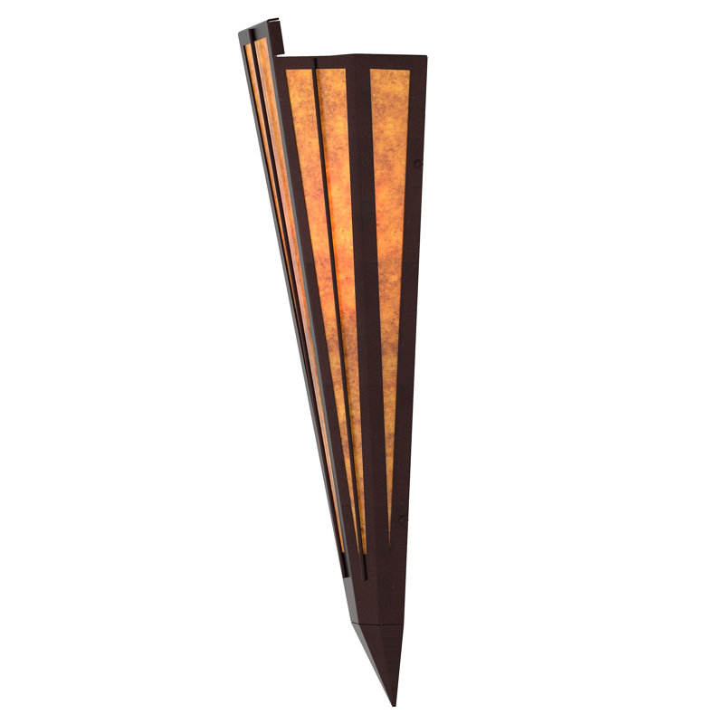 1 - Light Flush Mounted Sconce, Amber, Mica, Mahogany Bronze