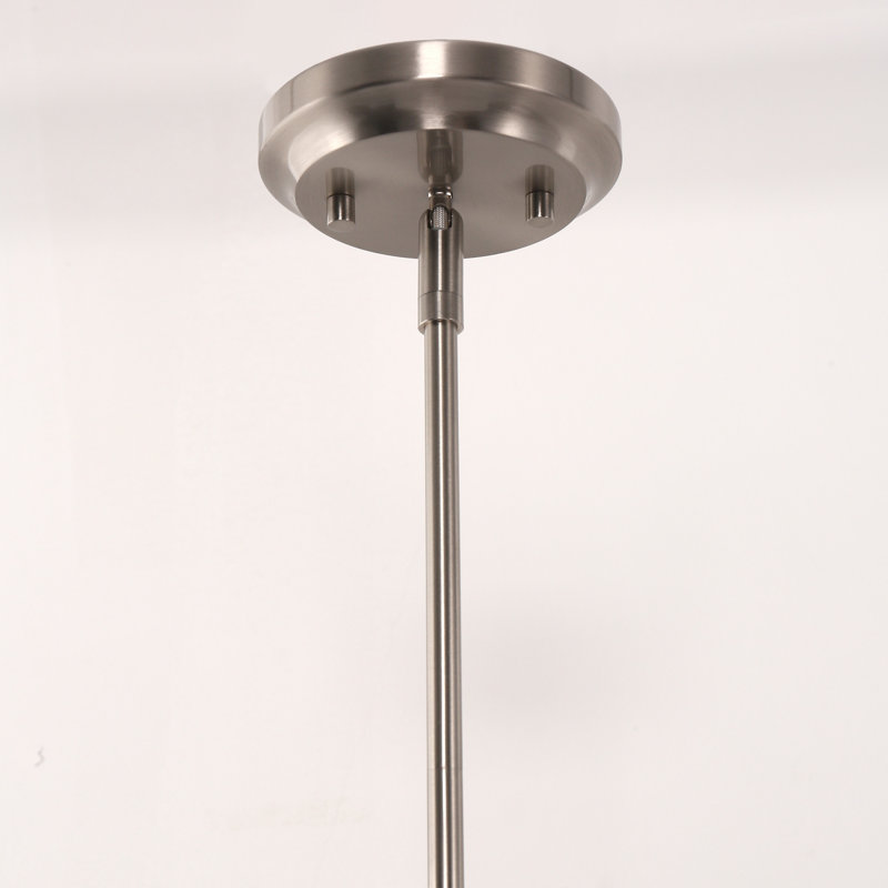 Luminaire suspendu en nickel 1 lumière avec abat-jour en verre transparent, éclairage industriel moderne pour îlot de cuisine et salle à manger
