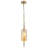Vintage 1-Light Gold Mini Pendant Light with Amber Glass Shade, 4.7" Bell Shaped Adjustable Height Ceiling Fixture for Kitchen Island Dining Room Entryway, ETL Listed for Sloped Ceiling