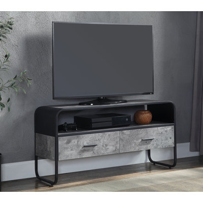 Meuble télé stable et multifonctionnel avec structure KD, tiroirs à extension et bords courbés pour une décoration intérieure rehaussée