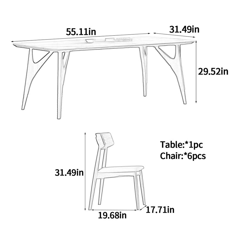 Table de salle à manger White Rock, H 29,52 po x L 55,11 po x l 31,49 po