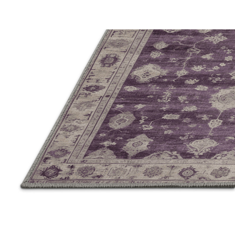 Machine Washable Overdyed Gray Area Rug, Rectangle 7' x 10'