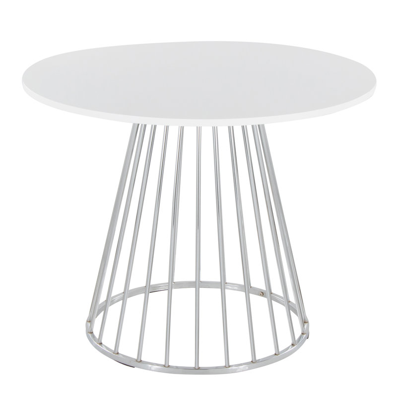 Canary Margaret-Beres Round Pedestal Dining Table, White, Silver