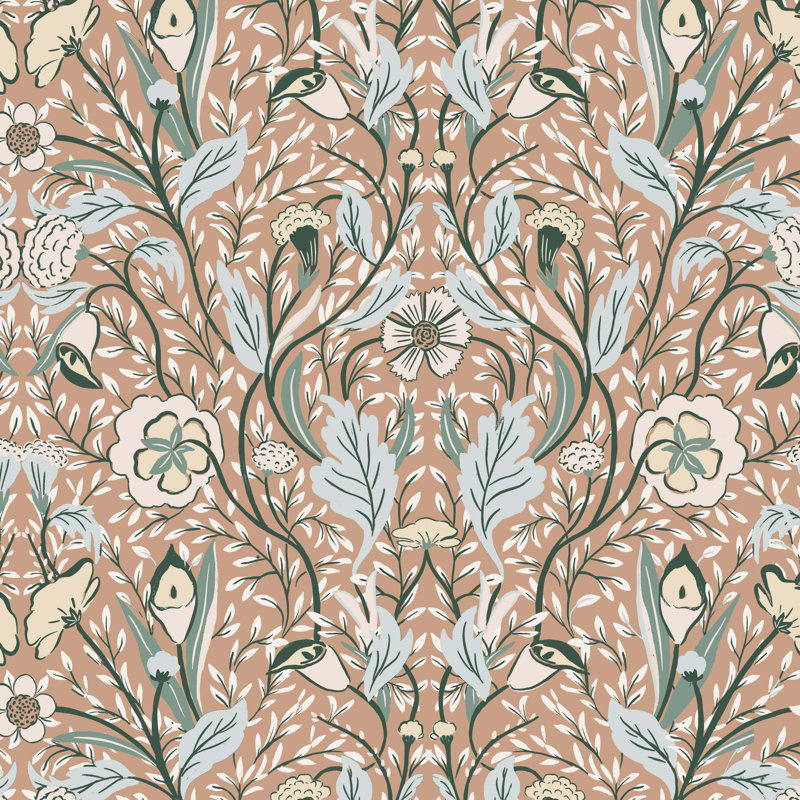 Chaise parsons Ivka, Morris pêche, motif botanique