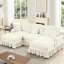 Canapé modulaire en U doux et confortable avec dossiers en forme de fleur, pieds fuselés, jupes de plis à volants amovibles, fils argentés en chenille, convient à différents endroits-602610173