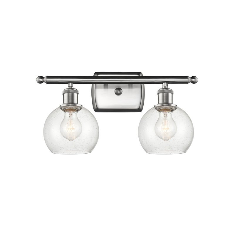 Éclairage pour meuble-lavabo en laiton antique à 2 lumières Almatine, Incandescente, Nickel satiné brossé