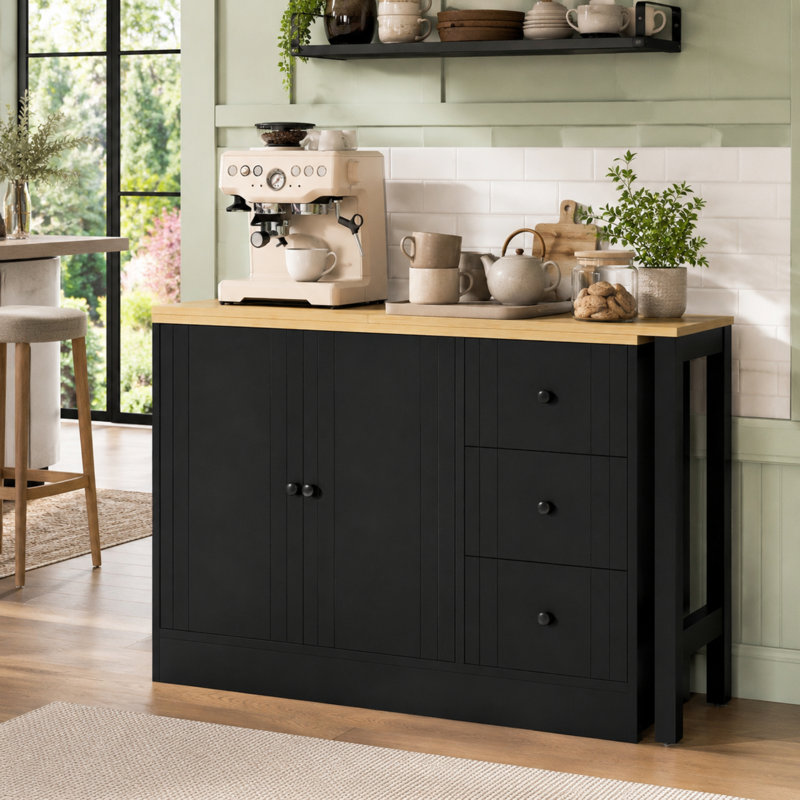 Buffet avec rangement extensible en panneau de fibres à densité moyenne pour table de salon