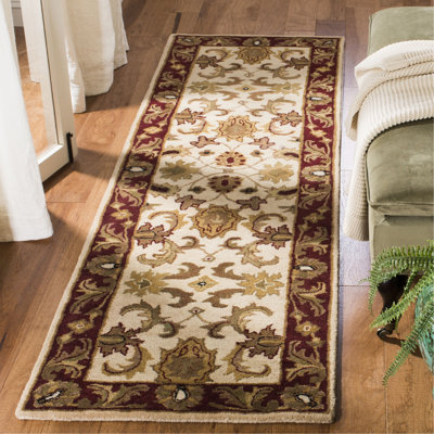 Tapis oriental ivoire / rouge en laine touffeté à la main Algers