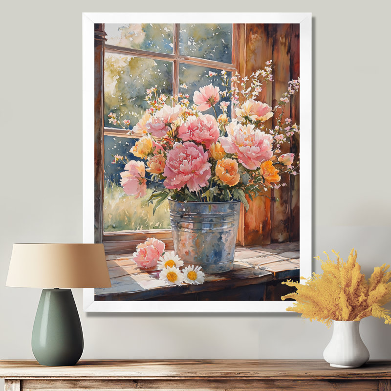 Alba - art mural floral, H 20 po x l 12 po, Reproduction encadrée sans passe-partout, Blanc