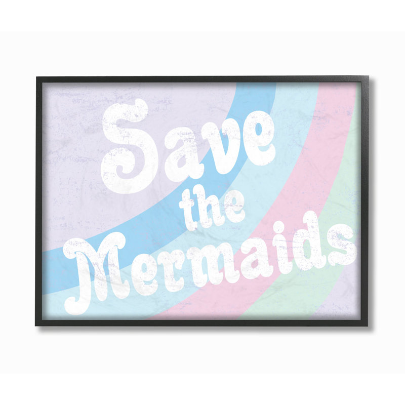 « calfeutrage save the mermaids », reproduction d’art encadrée, H 20 po x l 16 po x P 1,5 po