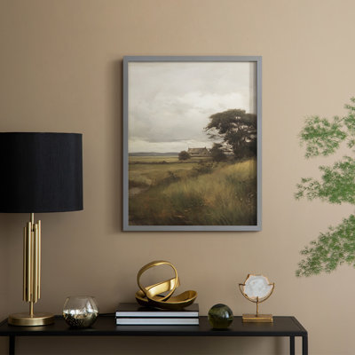 Reproduction encadrée de paysage rétro Vintage - bois massif