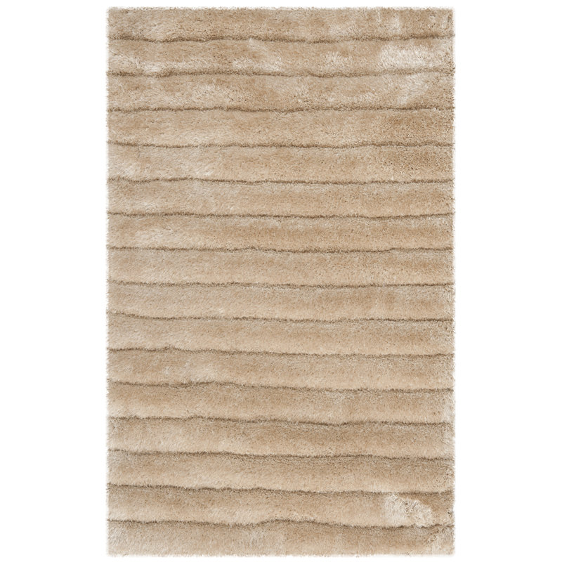 Assar Striped Handmade Tufted Area Rug in Champagne, Rectangle 2'6" x 4'