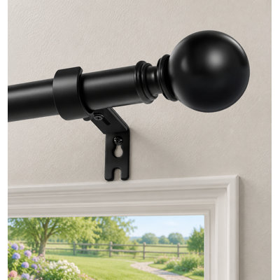Black Heavy-Duty Curtain Rod for Windows 32 to 120 Inches, Adjustable 1 Inch Diameter Design for Bedroom, Sliding Glass Doors, and Patio