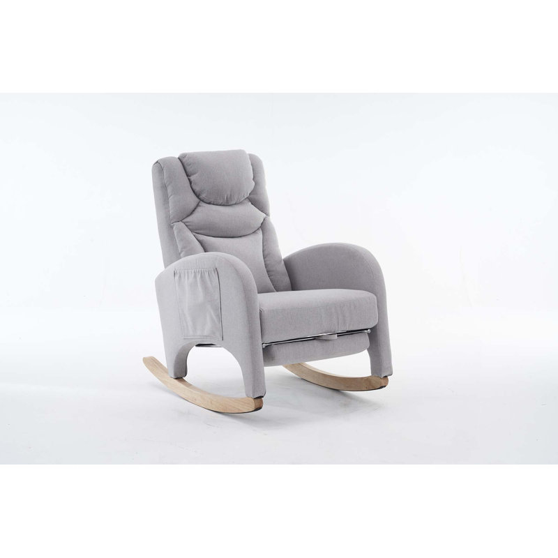 Chaise berçante de chambre de bébé avec repose-pieds réglable pour le salon, la chambre à coucher, Gris clair