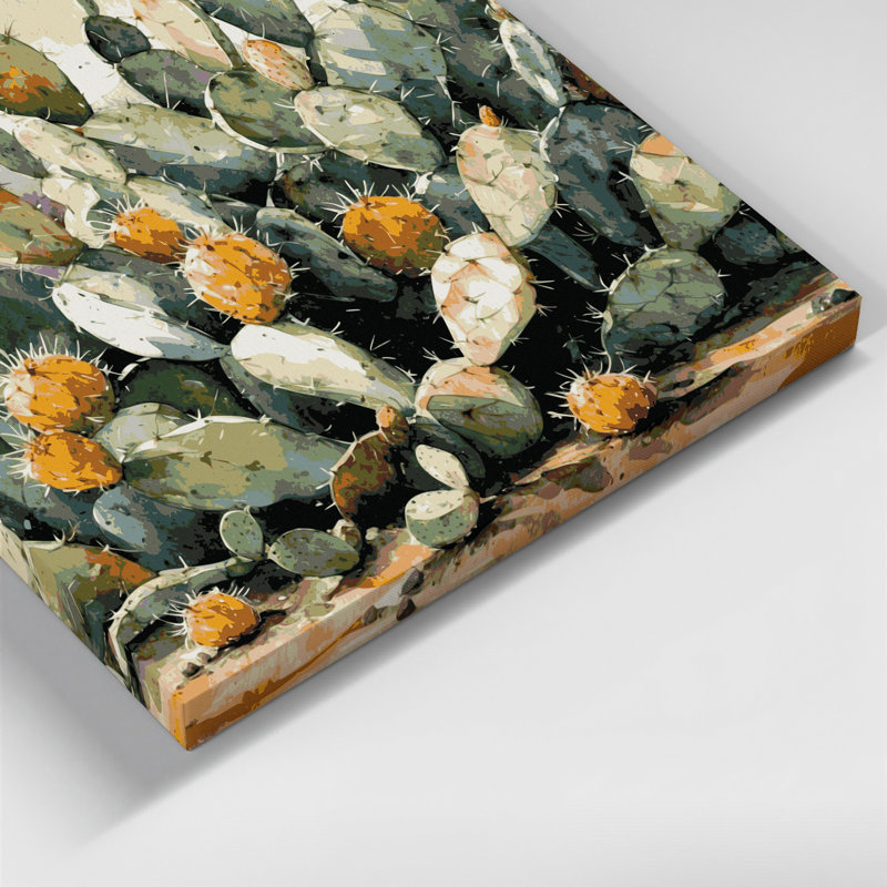 «Southwestern Plants Prickly Pear», reproduction d'art sur toile beige