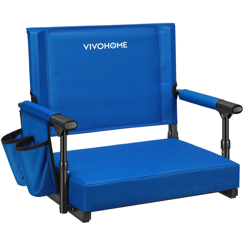 Sièges de stade pliables avec dossier et coussin, Bleu