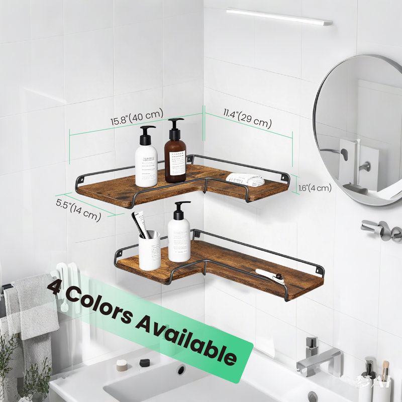 Floating Shelves, Set Of 2, L-Shaped Corner Shelves For Wall, Corner Wall Shelf, Industrial Style, For Living Room, Bedroom, Kitchen