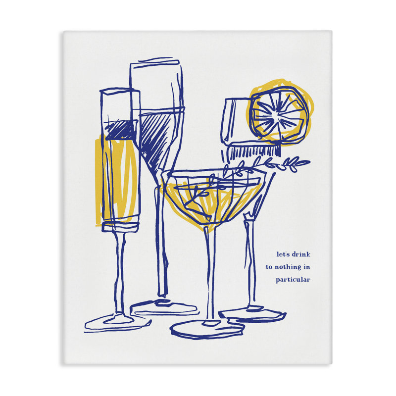 «Let Drink», art mural sur toile avec verres à cocktail abstraits, H 20 po x l 16 po