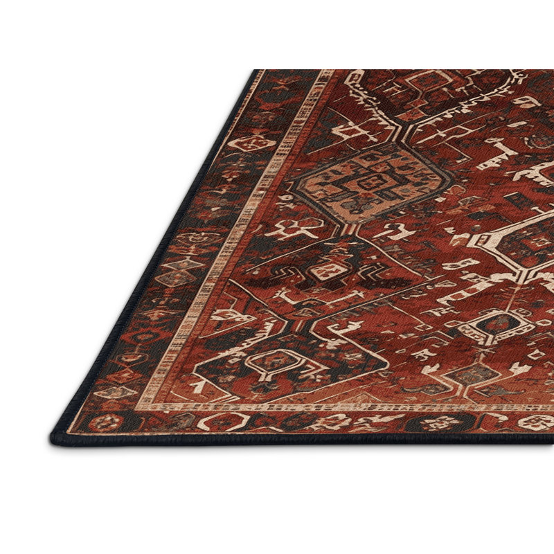 Tapis persan noir lavable à la machine, Rectangle de 5 pi x 8 pi