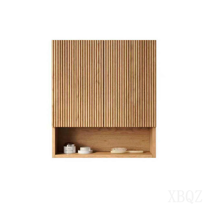 Armoire de salle de bain murale rayée de 26 po avec portes, tablette et compartiment de rangement ouvert au-dessus de la toilette pour salle de bain, cuisine, salle de lavage, couleur grain de bois naturel