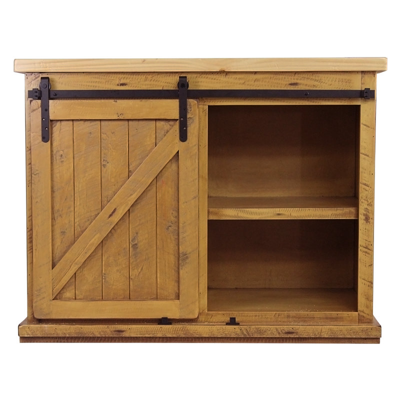 Broom Solid Wood Kitchen Island, Rustic Yellow