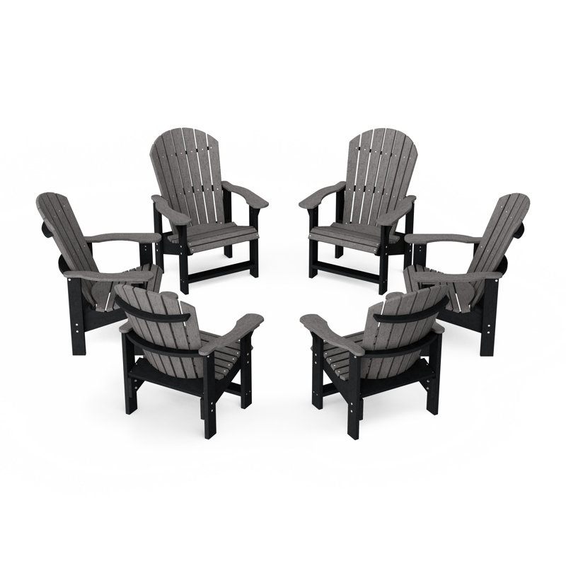 Heritage Upright Adirondack Chairs Set Of 6, Dark Gray/Black