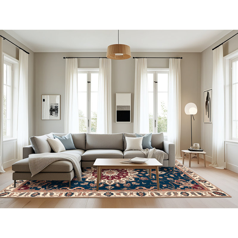 Tapis brun Tabriz lavable à la machine, Rectangle 6 pi x 9 pi