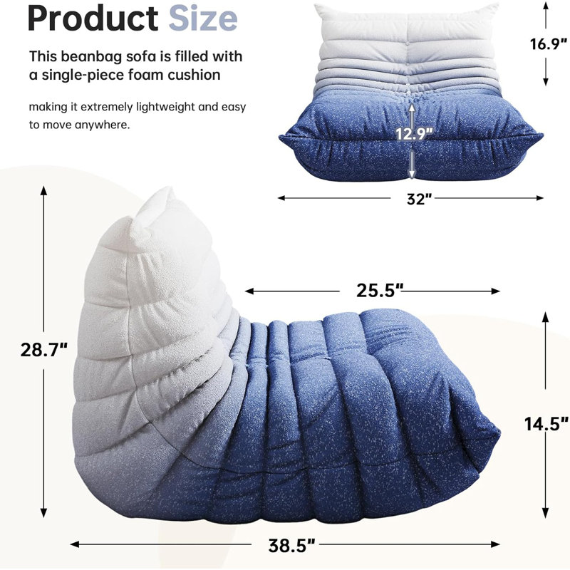 Oversized Bean Bag Chairs for Adults, Giant Beanbag Chair with Memory Foam, Comfy Lounge Chair Lazy Sofa for Apartment, Living Room, Bedroom, Office(Knit Fabric)