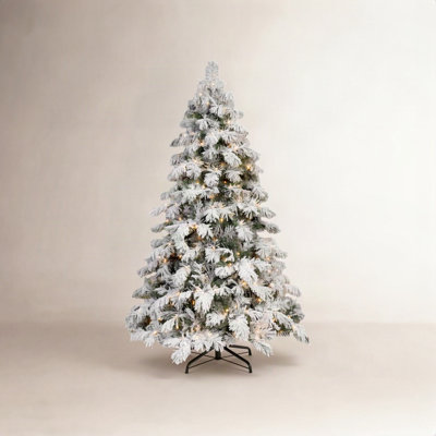 Flocked 8' Pre-Lit Christmas Tree