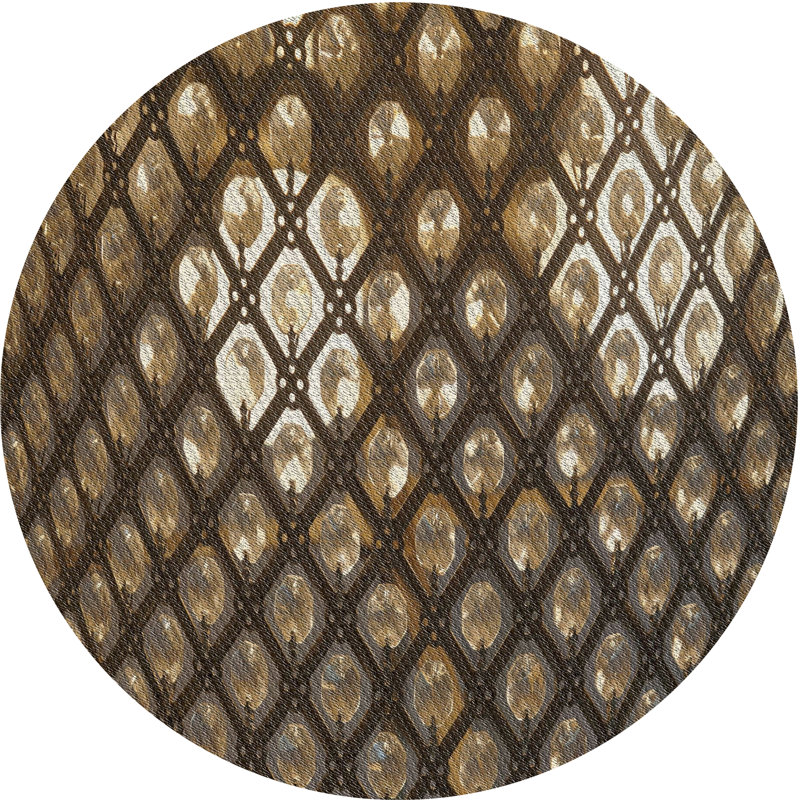Tapis brun tissé à la machine, Rond 4 pi