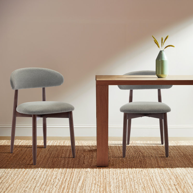 Chaise de salle à manger Vannie rembourrée en bois massif, Vert, Brown