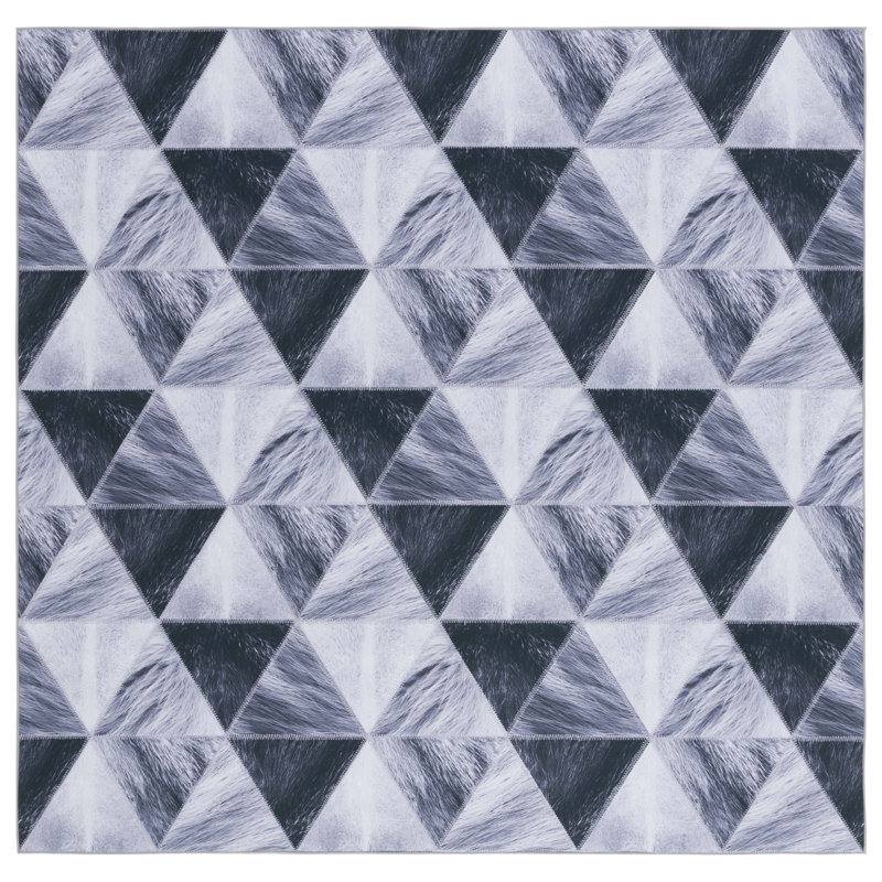 Faux Hide Performance Machine Washable Geometric Rug, Square 6'