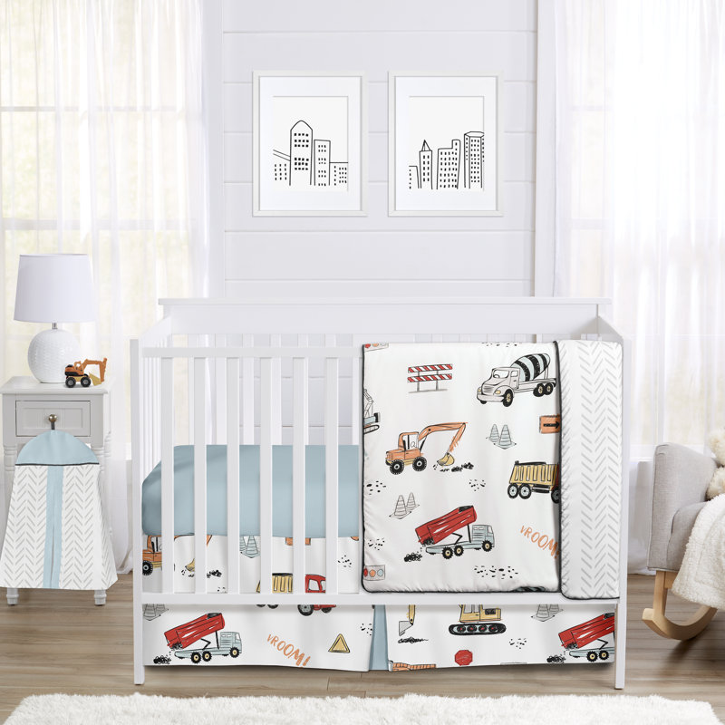 Ensemble de literie pour lit de bébé 4 pièces Construction Truck