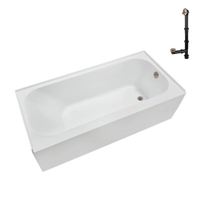 Streamline 66 in. x 32 in. Acrylic Right-Hand Drain Alcove Bathtub in Glossy White With External Drain