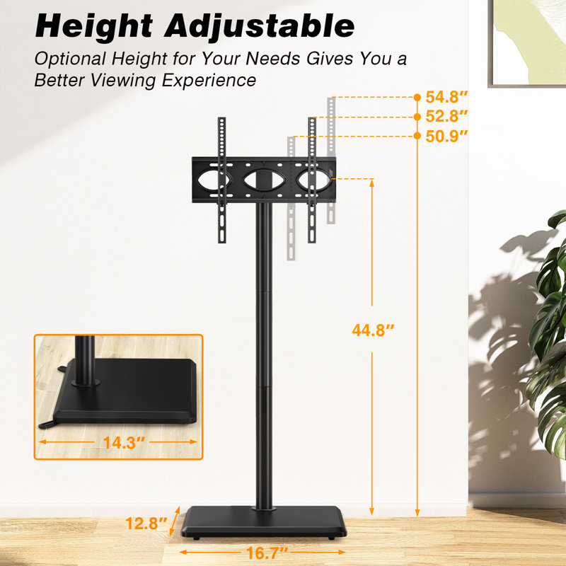  Meuble télé pivotant avec support pour téléviseur de 32 à 60 po jusqu'à 88 lb, Noir